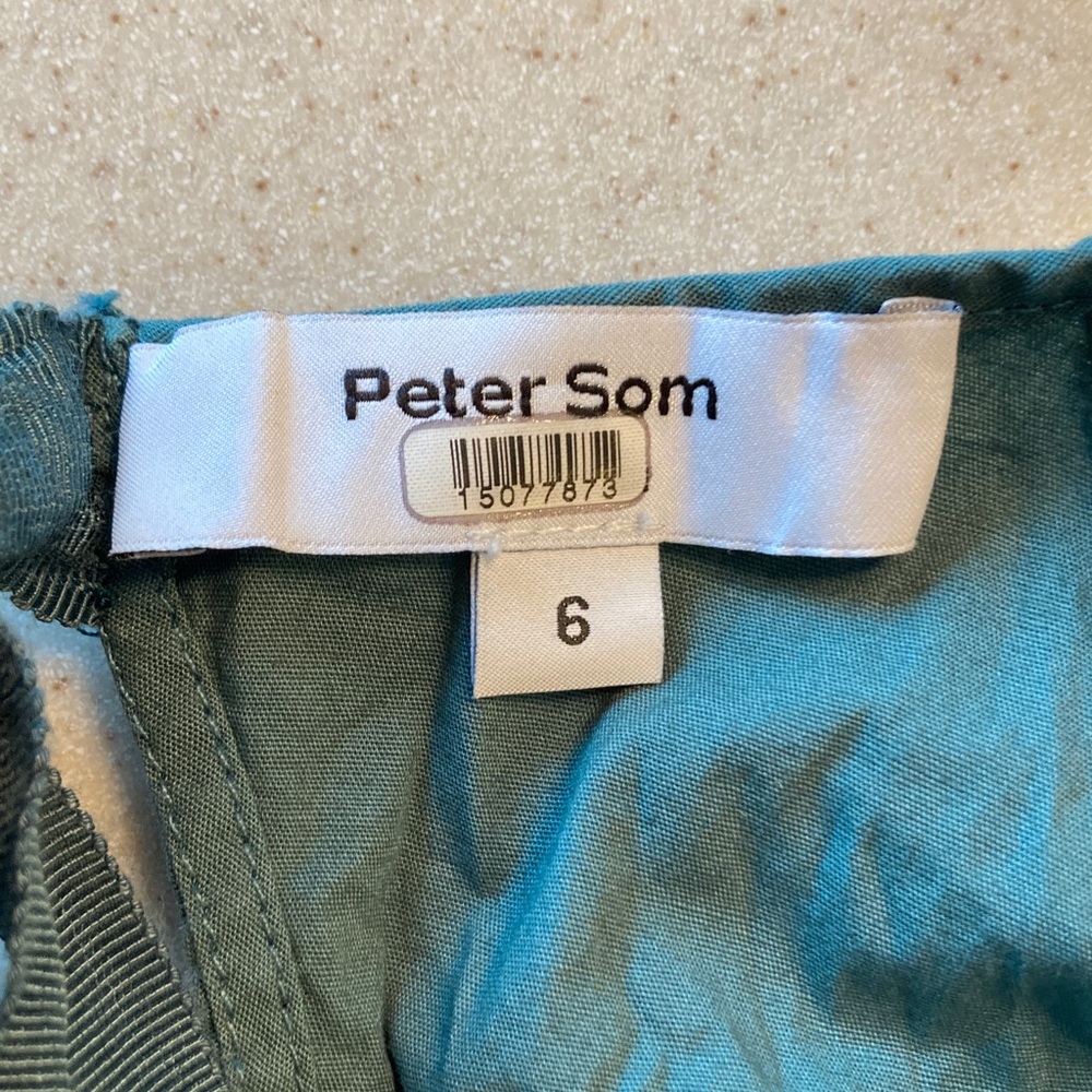 Peter Som Dark Green-Blue Mini Dress Puff Sleeves Women Size 6 - Picture 8 of 15